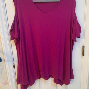 MAUVE COLD SHOULDER TOP 2X